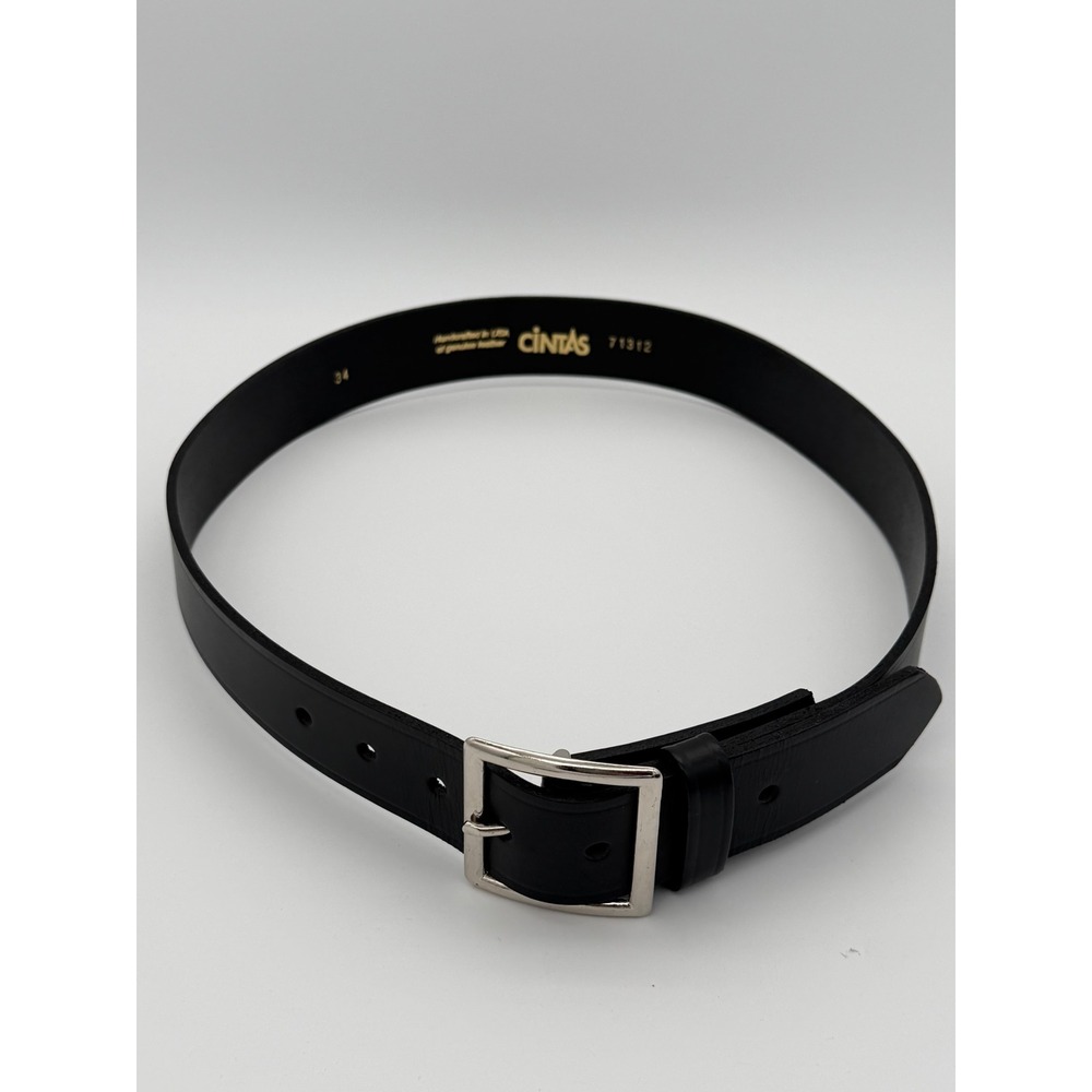 Cintas Uniform Mens Black Genuine Leather Belt Handcrafted in USA Size 34 71312